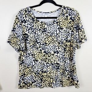St. John Sport Blacl Yellow White Printed Short Sleeve Top